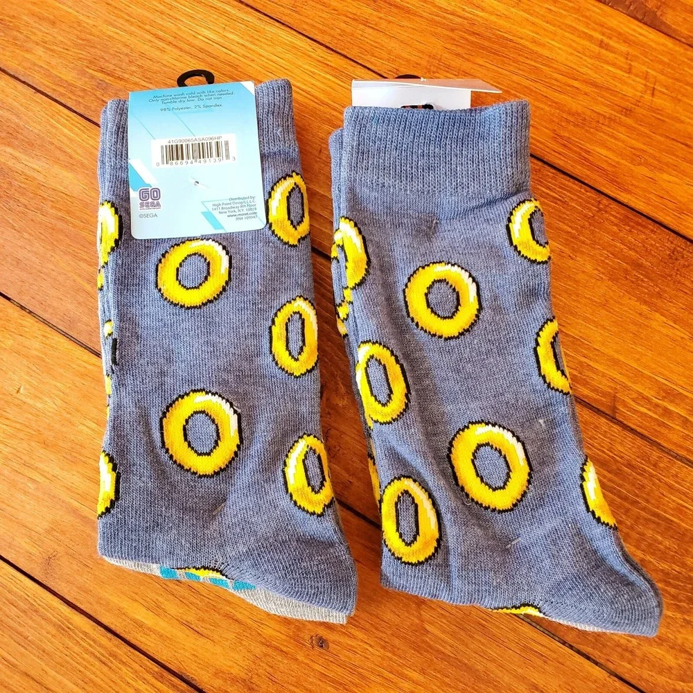 Sonic The Hedgehog Socks Crew Men's‎ Sz 10-13 Shoe Sz 6.5-12 Set of 2